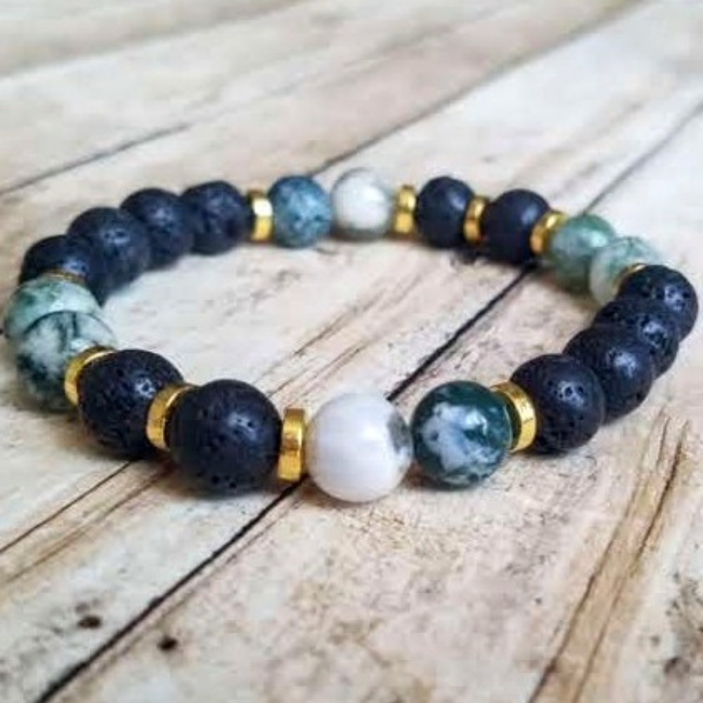 7" Tree Agate Diffuser Bracelet - Picture 2 of 3